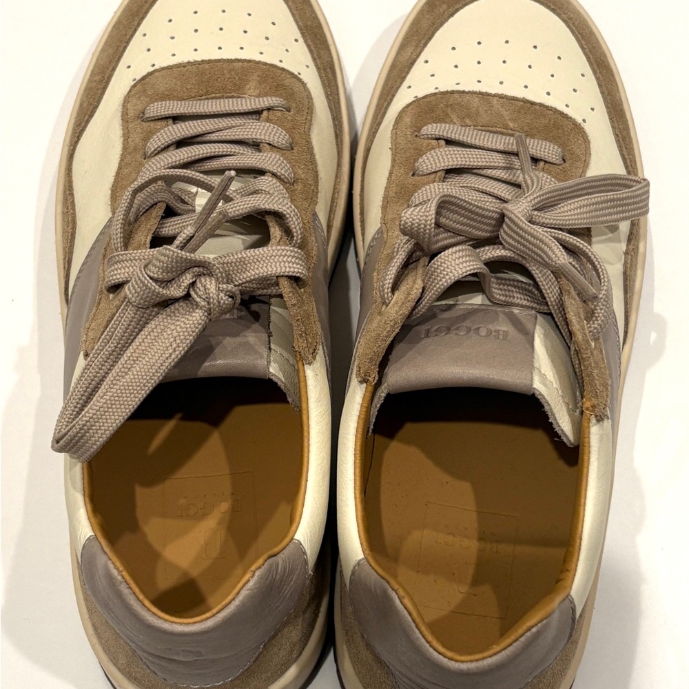 BOGGI Milano Men's Tan and White Casual Sneakers 10 NEW Made in Italy - Picture 7 of 10